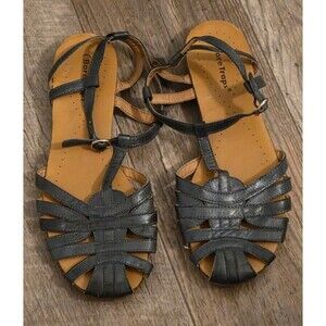 Baretraps Women's Black Leather Fisherman Sandals, Size 8
